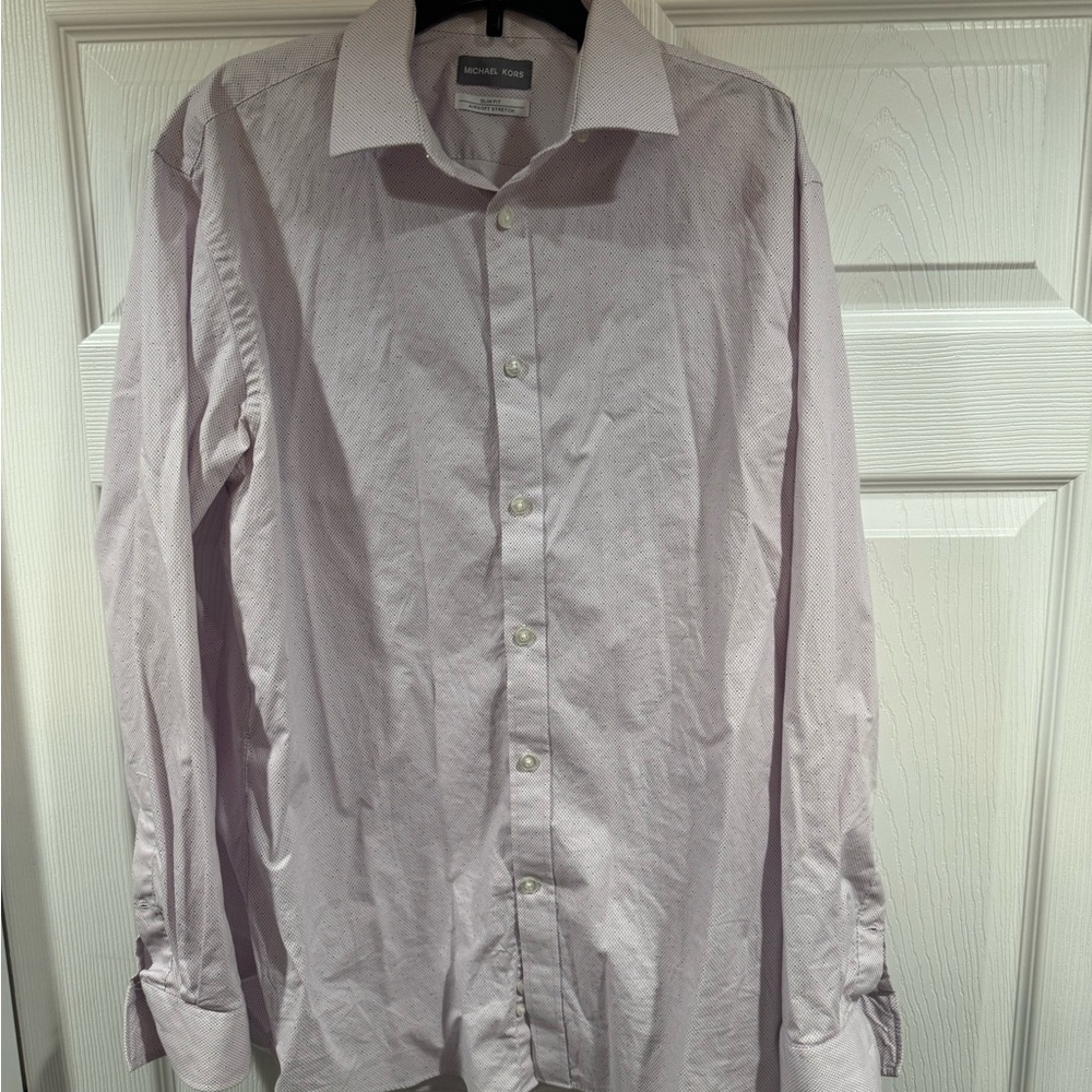 Men's Pink Michael Kors long sleeve button down shirt sz 16 32/33 slim fit